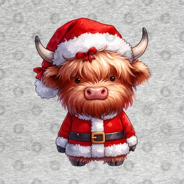 cute christmas highland cow by OddHouse